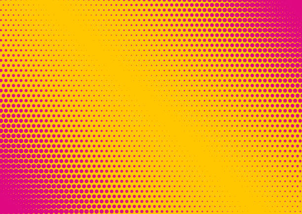 ilustraciones, imágenes clip art, dibujos animados e iconos de stock de fondo abstracto degradado diagonal fluorescente. textura de duotono. amarillo y rosa. ilustración de vector - pop art background
