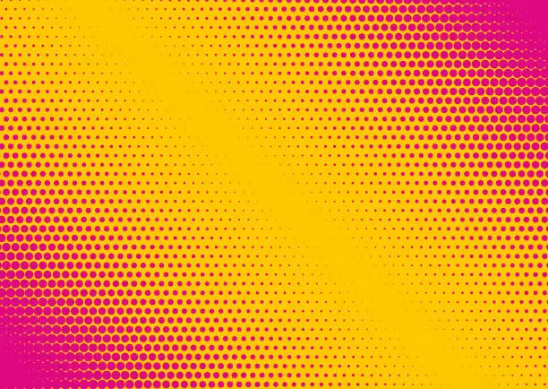 Vector illustration of Fluorescent diagonal Gradient Abstract Background. Duotone texture. Yellow and pink. Vector illustration