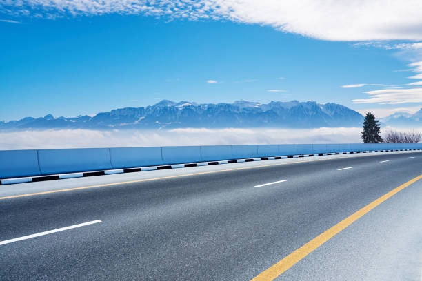 Highway at european alps backgrounds in winter.
