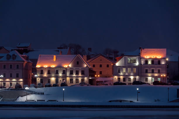 istock Houses illuminated with colorful lights in winter 1083594898