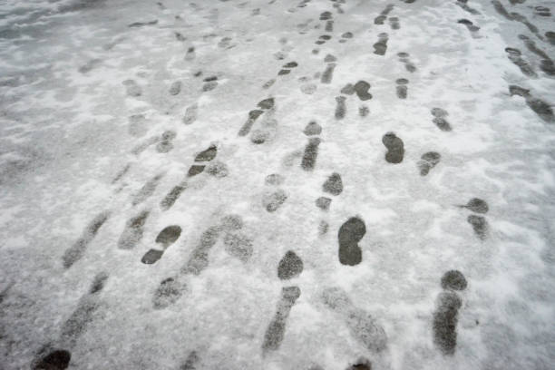 Boot traces in the snow