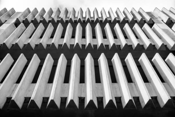Abstract architecture minimal concrete exterior in black and white