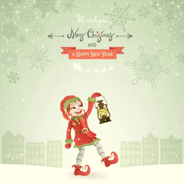 Vector illustration of Cute Christmas Elf