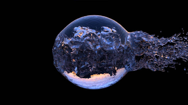 istock Large Water Ball with a big blast from left to the right 1083611186