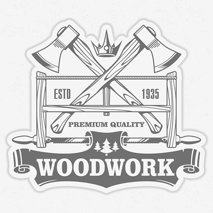 Vintage woodworking logo design, creative carpentry typography emblem