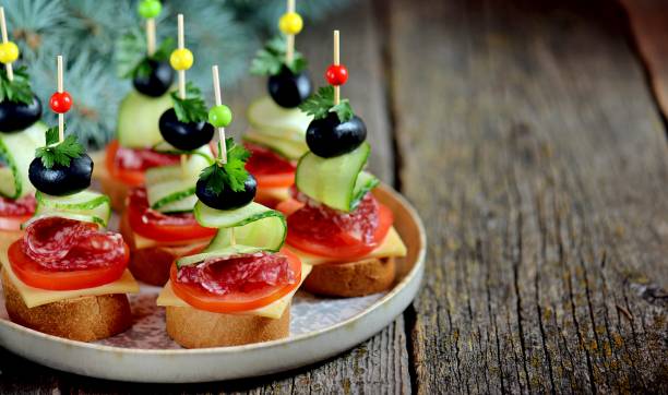 istock Christmas canape on skewer 1083620630