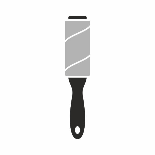 lint roller symbol, kleberolle für staub und pet haar reinigung - lint remover stock-grafiken, -clipart, -cartoons und -symbole