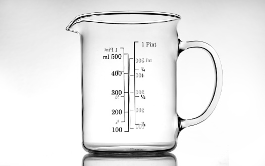 sized pirex container for liquids on a white background