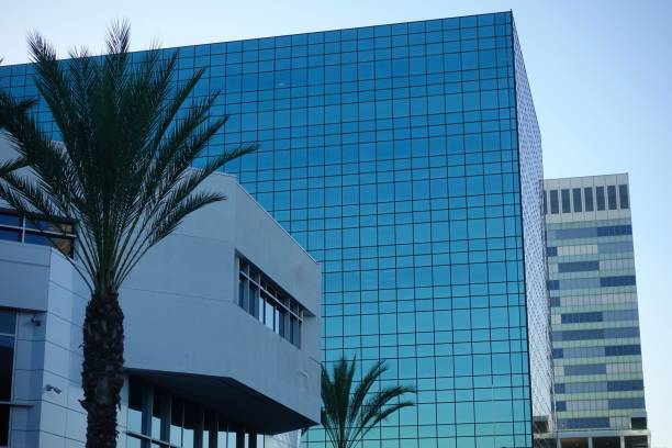 istock Tall Buildings with Vertical Line Exteriors 1083623138