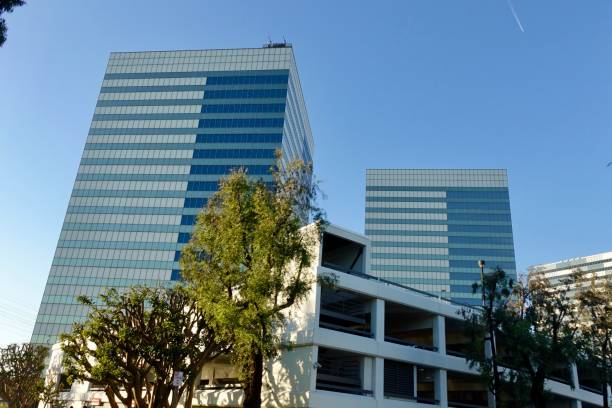 istock Tall Buildings with Vertical Line Exteriors 1083623154