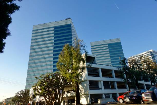 istock Tall Buildings with Vertical Line Exteriors 1083623168