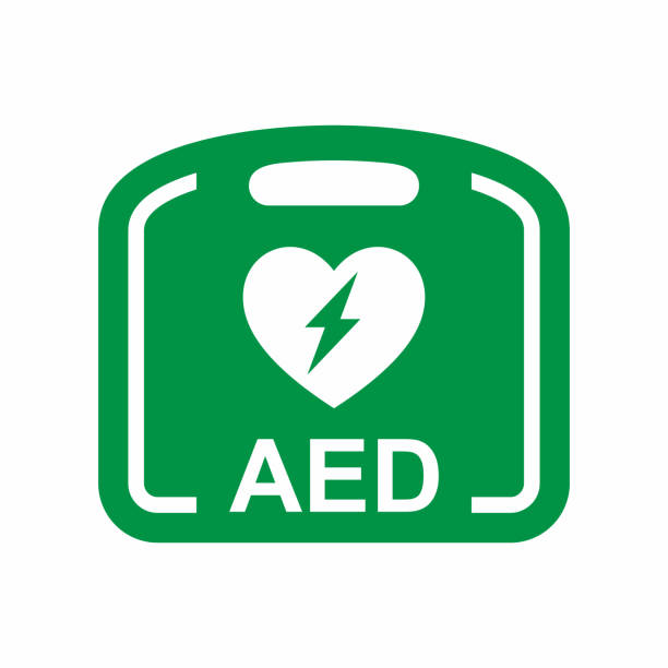 stockillustraties, clipart, cartoons en iconen met eerste noodhulp defibrillator pictogram - defibrillator