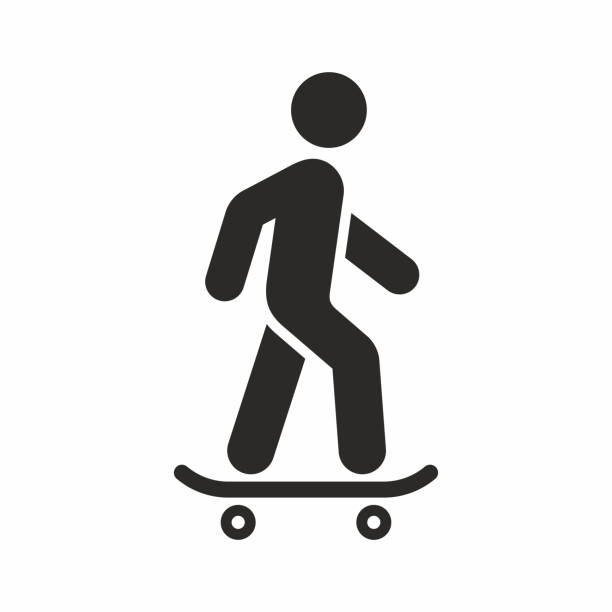 illustrazioni stock, clip art, cartoni animati e icone di tendenza di skateboarder, icona skateboard - figure skating