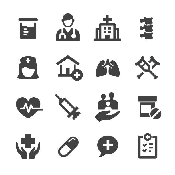 Medical Icons - Acme Series Medicine, healthcare, crutch stock illustrations