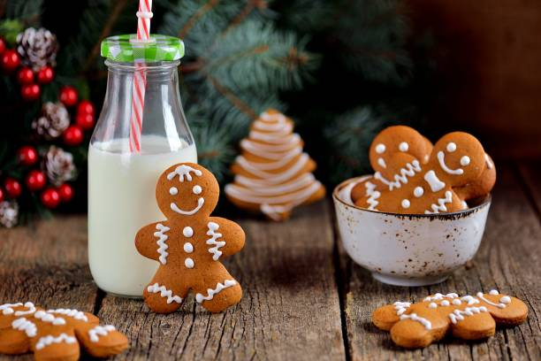 istock Christmas gingerbread cookie man decorated with icing 1083627722