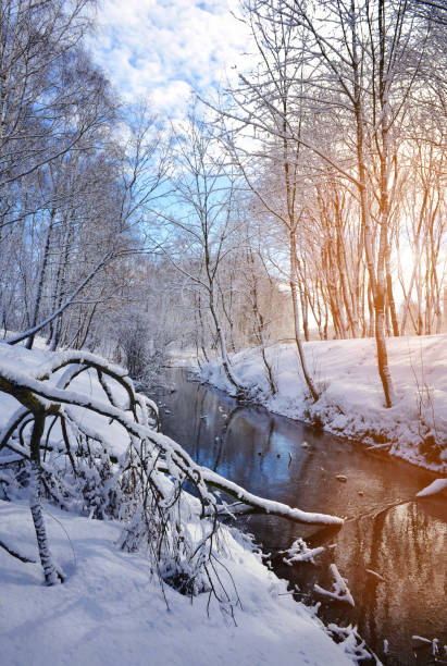 istock Beautiful winter landscape with the river 1083630054