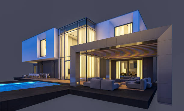 istock 3d rendering of modern cozy house. Isolated on gray. 1083630616