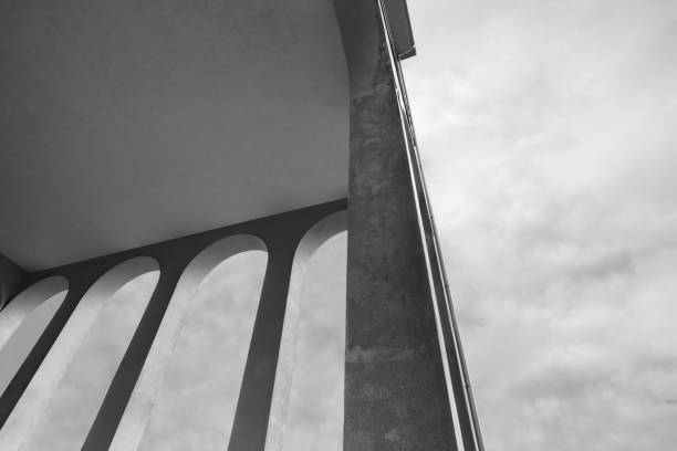 Architecture, view of old building with arcade, detail