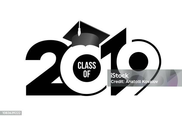 Class Of 2019 With Graduation Cap Text Design Pattern Vector Illustration Isolated On White Background Stock Illustration - Download Image Now