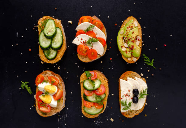 istock Set of fresh sandwiches snacks 1083642648