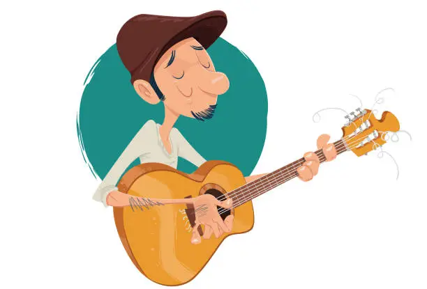Vector illustration of Playing guitar