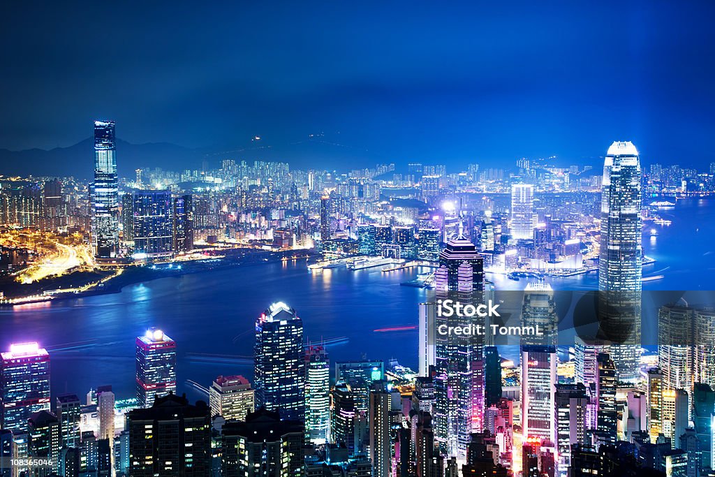 Hong Kong Skyline at Night  Hong Kong Stock Photo