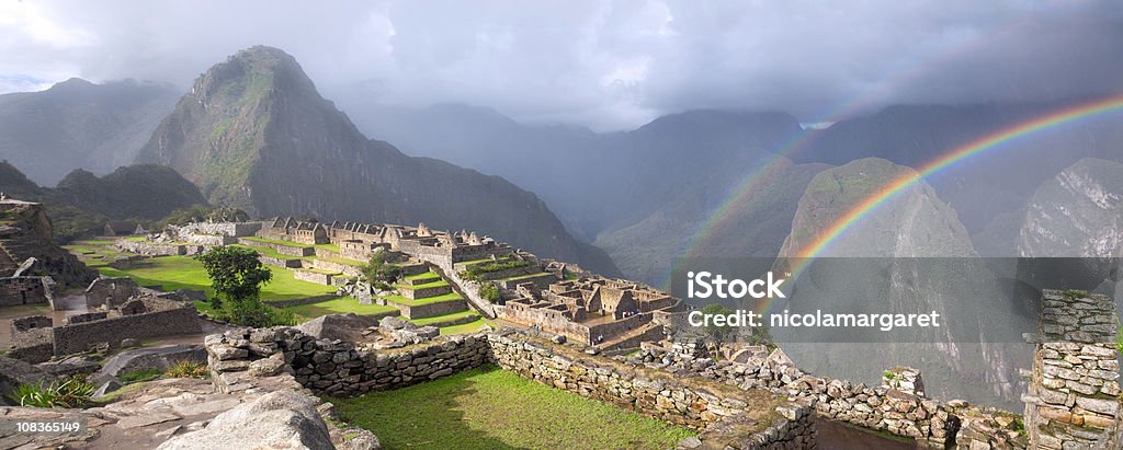 Double Rainbow w Machu Picchu XXXL - Zbiór zdjęć royalty-free (Machu Picchu)