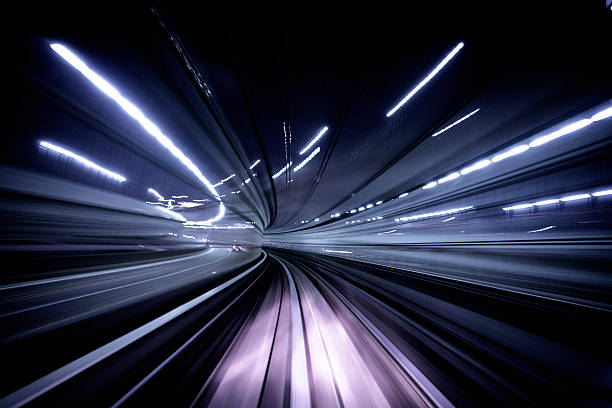 noite de túnel - driverless train imagens e fotografias de stock