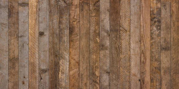 Wide vintage old wooden planks texture background flat lay