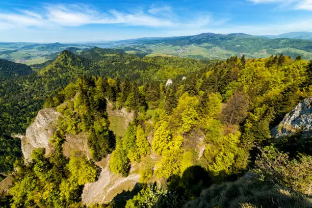 Pieniny Mountains landscape with Gorce mountains in background, Poland