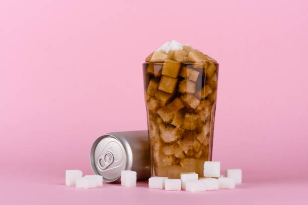 unhealthily diet with sweet sugary soft drinks - sugar imagens e fotografias de stock