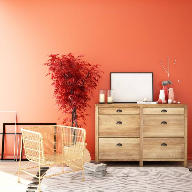 istock interior design for living area or reception with sofa,plant,sidetable,props on wood floor and white and black in Scandinavian style background  / 3d illustration,3d rendering 1083672156