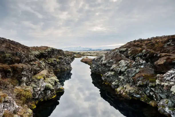 Photo of Dramatic Iceland Landscape of the Silfra Fissure Thingvellir National Park Iceland