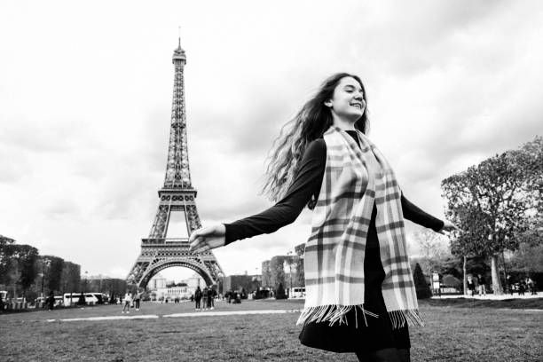 istock Tourist woman at Eiffel tower 1083680122