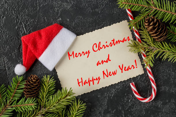 istock Merry Christmas and happy new year greetings postcard 1083680124