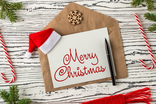 merry christmas handwritten inscription. winter holiday composit - 5548 imagens e fotografias de stock