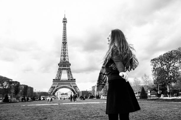 istock Tourist woman at Eiffel tower 1083680458