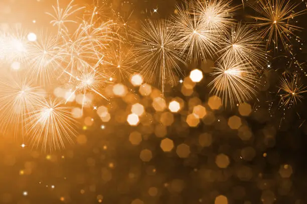 Photo of Fireworks and bokeh light for copyspace and background