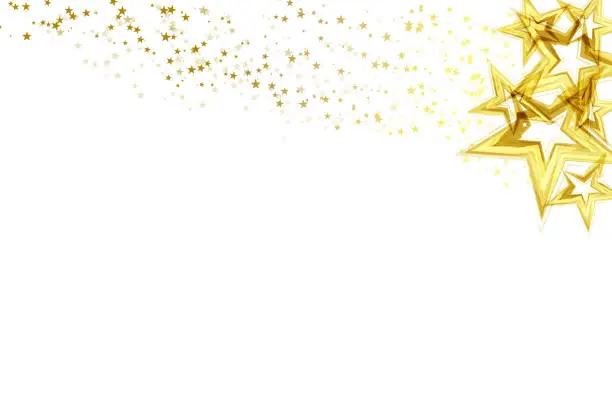 Vector illustration of Golden stars scatter glitter sparking and blinking confetti celebration on white abstract background vector illustration