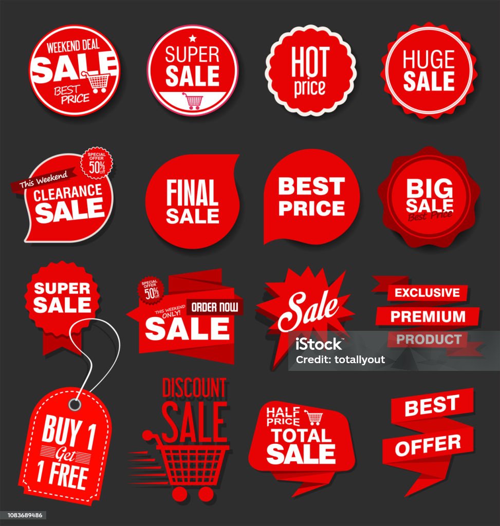 Modern sale banners and labels collection Sale stock vector