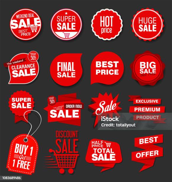 Modern Sale Banners And Labels Collection Stock Illustration - Download Image Now - Sale, Price Tag, Label