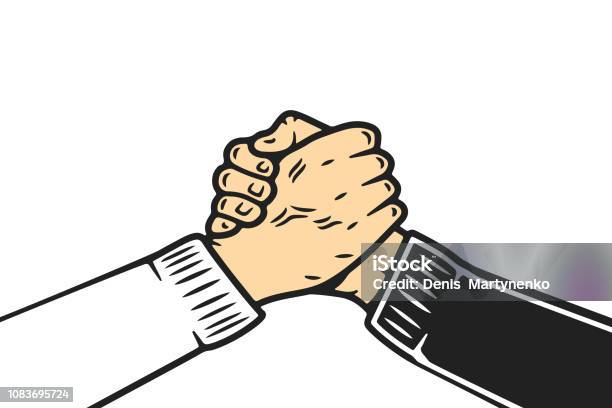 Soul Brother Handshake Thumb Clasp Handshake Or Homie Handshake Cartoon Style On Isolated White Background Stock Illustration - Download Image Now