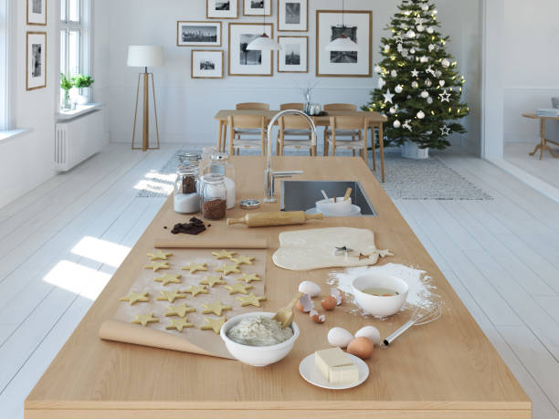 istock modern nordic kitchen in loft apartment. 3D rendering 1083697498