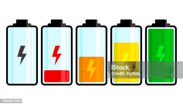 Battery Icon Charge Level Vector Illustration Stock Illustration - Download Image Now - Battery, Icon Symbol, Power Line