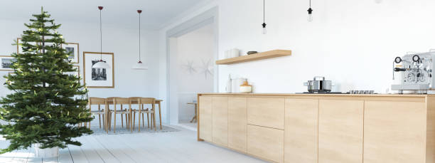 istock modern nordic kitchen in loft apartment. 3D rendering 1083700272