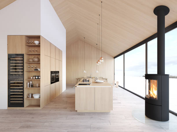 istock modern nordic kitchen in loft apartment. 3D rendering 1083702852
