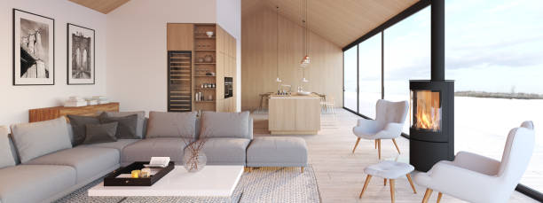 neue moderne skandinavische Loftwohnung. 3D-Rendering – Foto