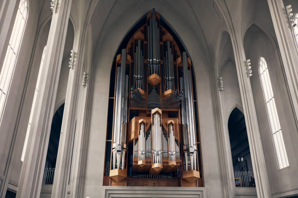 istock Inside majestic cathedral. Concrete modern walls 1083705122