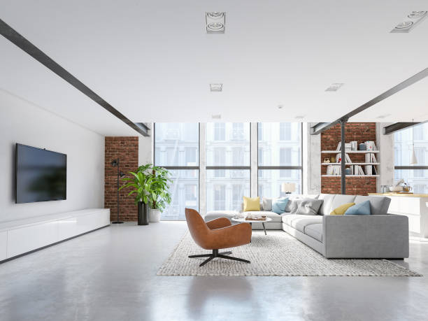 istock new modern city loft apartment. 3d rendering 1083706832