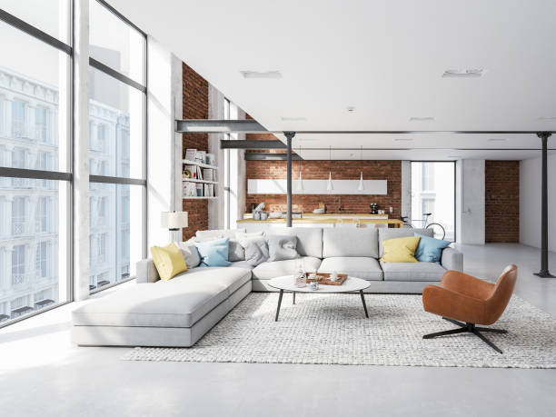 istock new modern city loft apartment. 3d rendering 1083706834